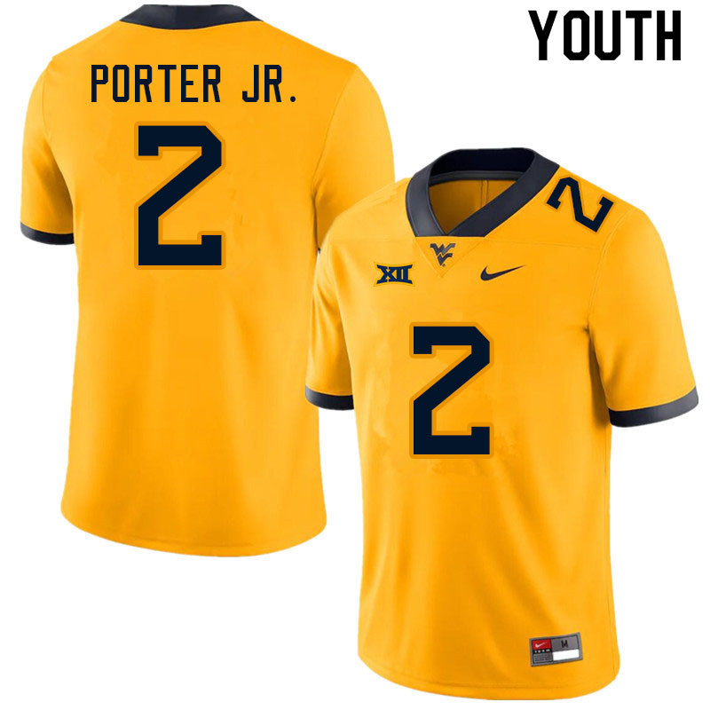 Youth #2 Daryl Porter Jr. West Virginia Mountaineers College Football Jerseys Sale-Gold - Click Image to Close